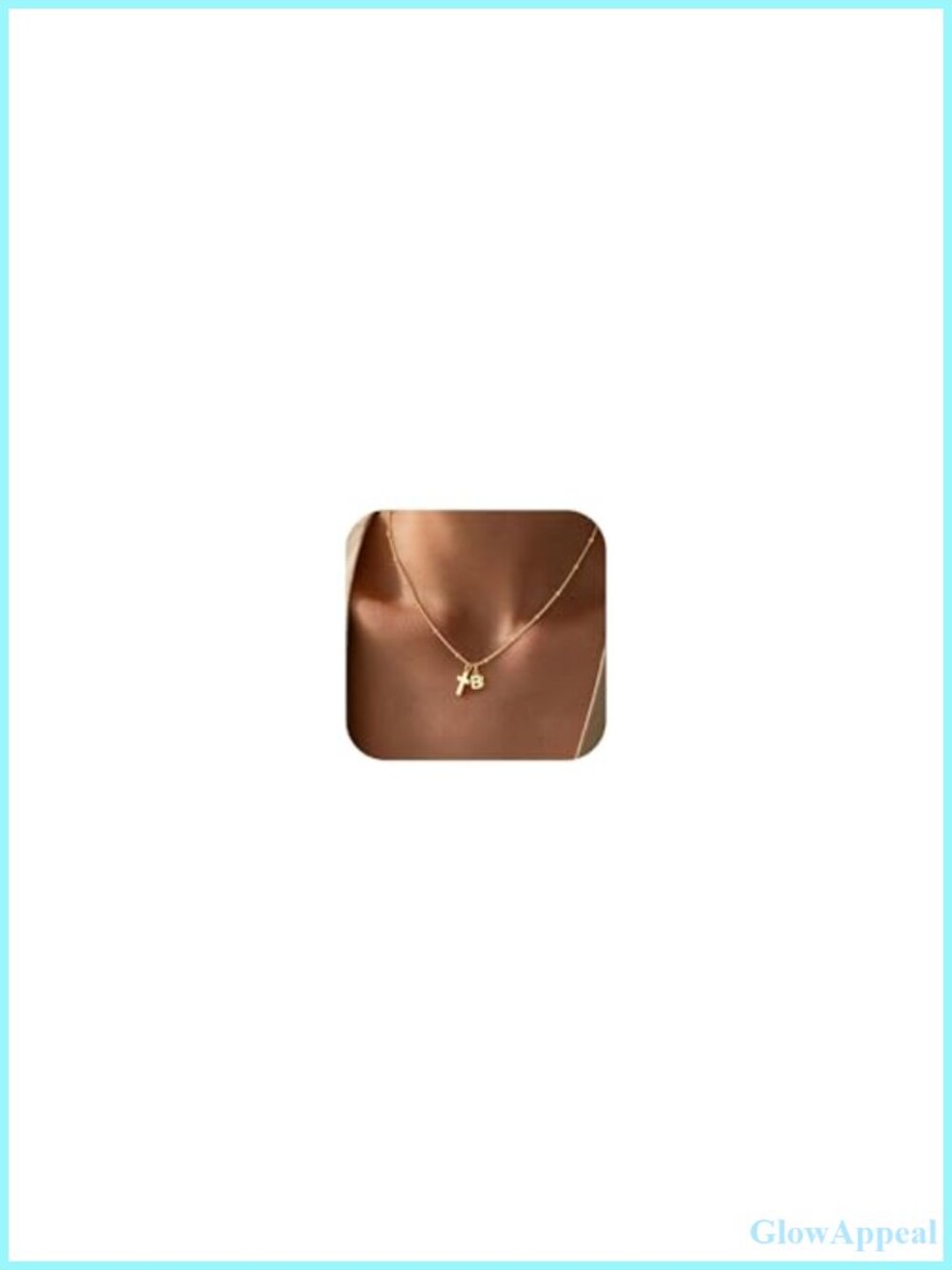 14K Gold Plated Cross Initial Necklace Adjustable Layering Pendant